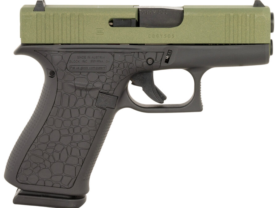 Glock PX4350204BAYOU G43X  Slim Sub-Compact Frame 9mm Luger 10+1 3.41" Black GMB Barrel, Lime Green Cerakote Serrated Steel Slide, Black Cerakote Polymer Frame w/Beavertail, Ambidextrous
