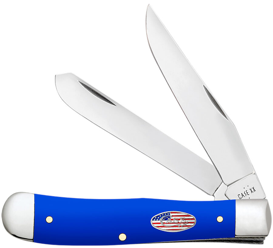 Case 16400 USMC Folding Clip Point/Spey Plain Tru-Sharp SS Blade, Smooth Royal Blue Synthetic Handle
