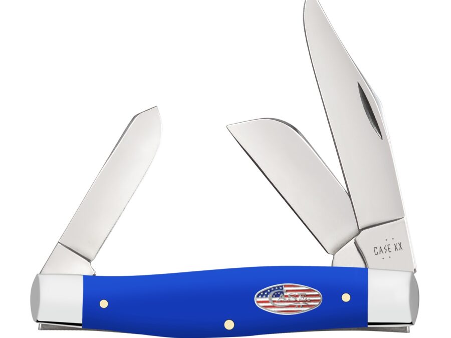 Case 16405 Stockman  Large Folding Clip Point/Sheepsfoot/Spey Plain Tumble Polish Carbon Steel Blade, Smooth Royal Blue Synthetic Handle