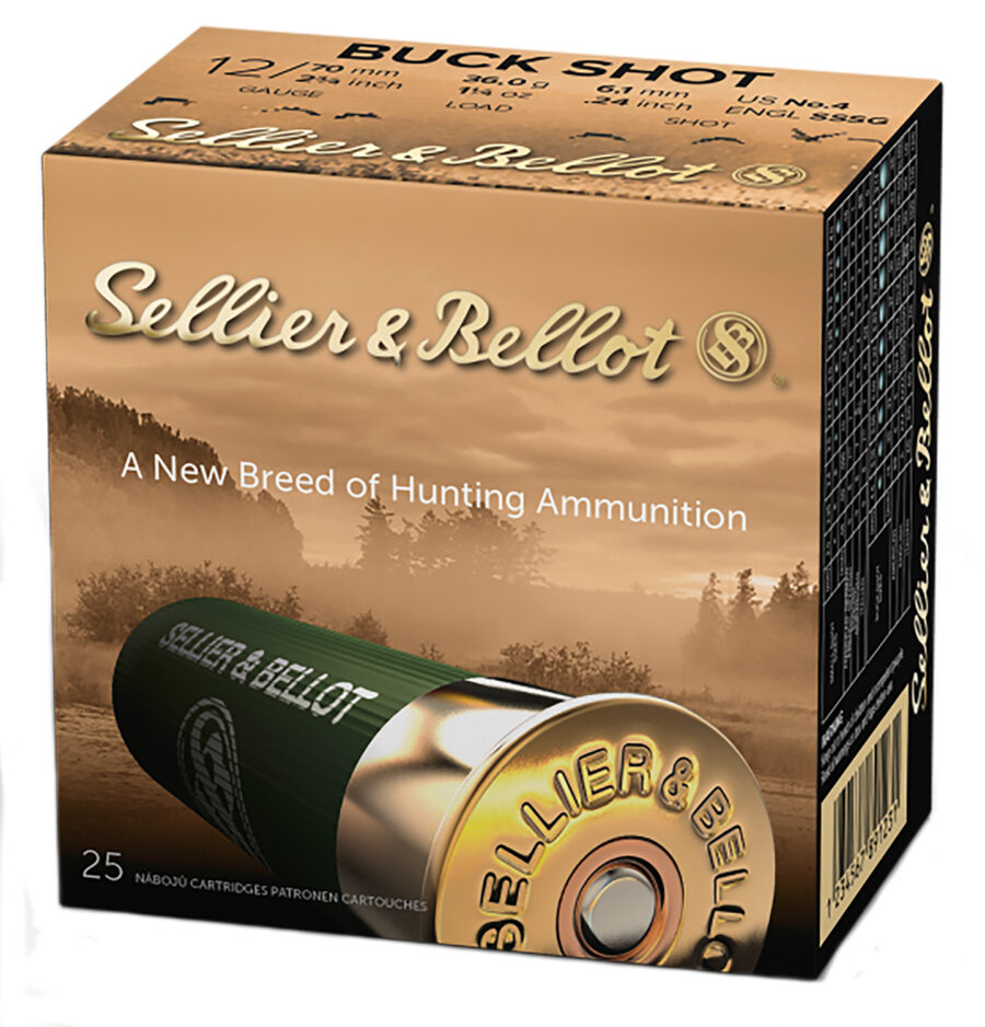 Sellier & Bellot SB12BSB Hunting  12Gauge 2.75" 27Pellets 1 1/4oz 4Buck Shot 25 Box/10 Case