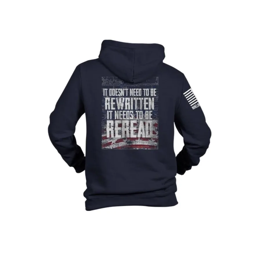 Nine Line Reread Not Rewritten Hoodie Navy 2XL