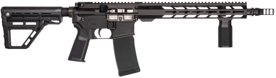 Patriot Ordnance Factory 02548 P-15 Base SMU 300 Blackout 30+1 13.75" Black Nitride Match Grade Barrel, Black Anodized Aluminum Receiver w/Picatinny Rail, M-LOK Handguard, Black Amend2 Adjustable Poly