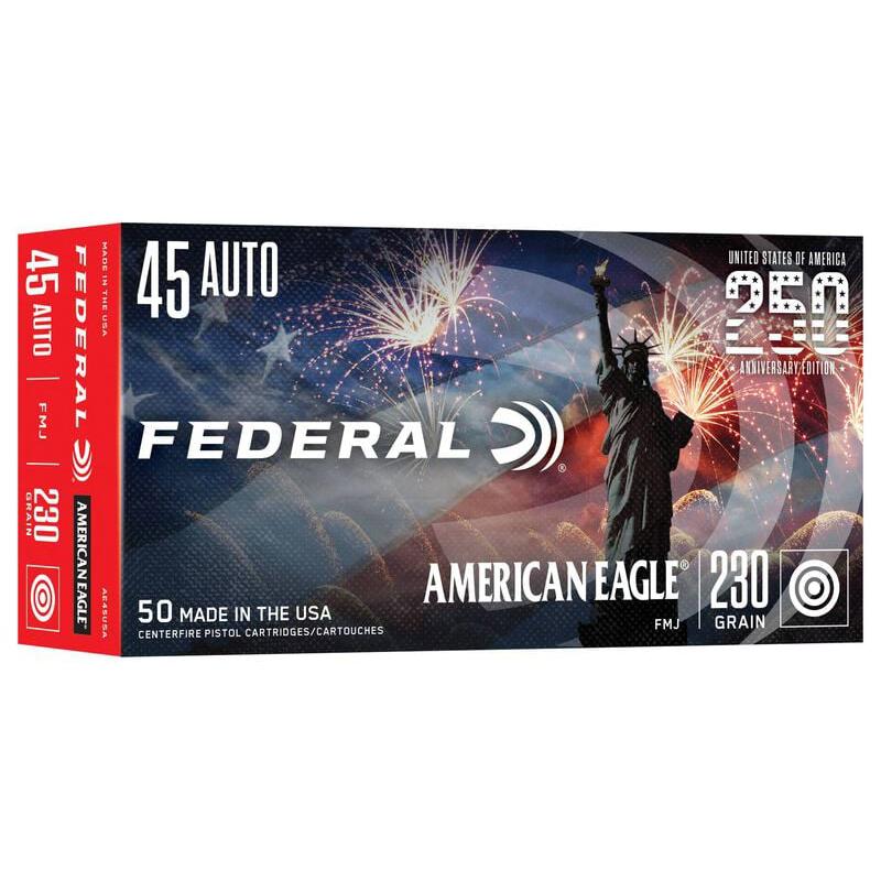 Federal 250th Anniversary USA Handgun Ammunition .45 Auto 230gr FMJ 890 fps 50/ct