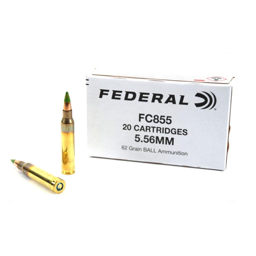 Federal FC855 Green Tip Rifle Ammunition 5.56mm 62gr FMJ 3113 fps 20/ct