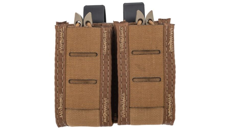 HIGH SPEED GEAR DUTY DOUBLE PISTOL TACO U-MOUNT HIDDEN SHOCK CORD COYOTE BROWN