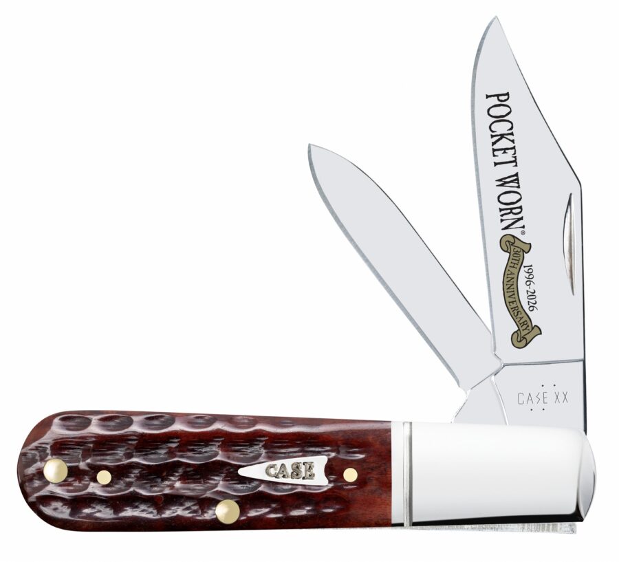 Case 55233 Pocket Worn Barlow Folding 2.50" Clip Point/1.87" Pen Plain Mirror Polished Tru-Sharp SS Blade Corn Cob Jigged Mahogany Bone Handle