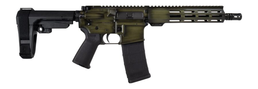 Shark Coast Tactical SCC07183GRNBW-P Distressed 5.56 NATO 30+1 10.50" Black Nitride Threaded Barrel, Aluminum Receiver w/Picatinny Rail, M-LOK Handguard, Polymer SB Tactical SBA3 Brace, Magpul MOE Gri