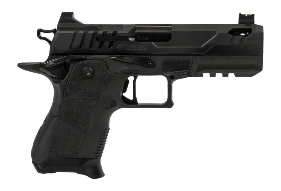Oa Defense 2311 Pro Compact Frame 9mm Luger 15+1 4.25" Ported Barrel, DLC Black Steel Optic Ready/Serrated Slide, Black Aluminum Frame w/Picatinny Rail, Black Polymer Grip, Ambidextrous