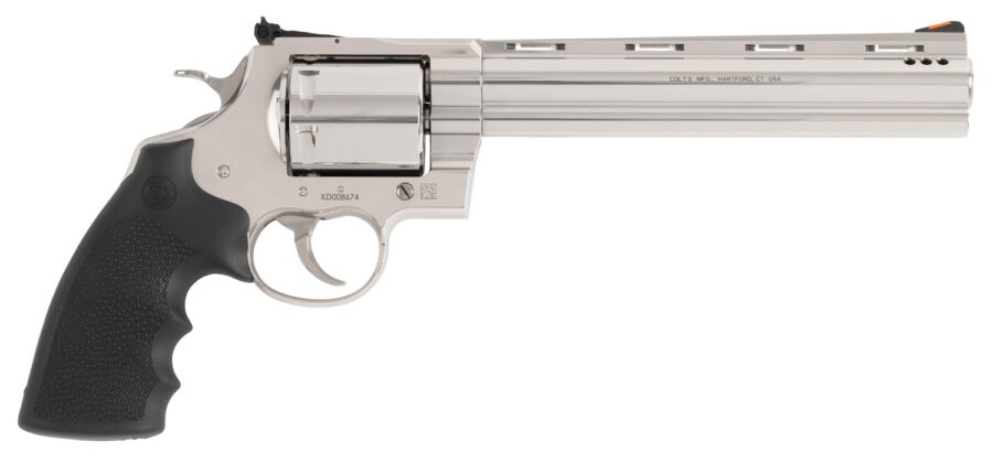 Colt Mfg KODIAKSP8RTS Kodiak  44 Mag 6 Shot 8" Stainless Ported Vent Rib Barrel, Stainless Unfluted Cylinder & Stainless Steel Frame, Black Rubber Grip, Exposed Hammer