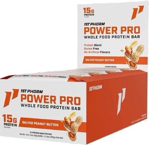 1ST PHORM WHOLE FOOD POWER PRO - BAR SALTED PEANUT BUTTER 15BRS