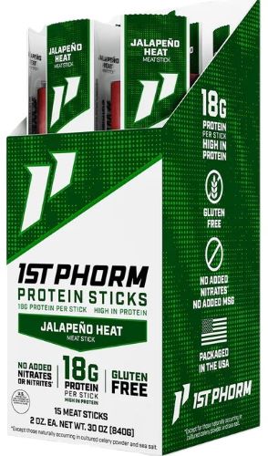 1ST PHORM PROTEIN BEEF STICKS - JALEPENO HEAT 15 STICKS