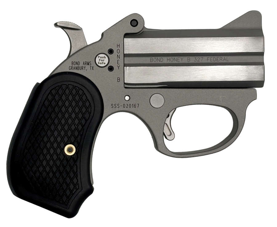 BOND HONEY-B (STINGER SERIES) THIN STAINLESS STEEL FRAME 327FED 3IN BARREL 2RD SILVER THE ROUGH SERIES FINISH B6 EXTENDED GRIPS BAHB - 327 FED