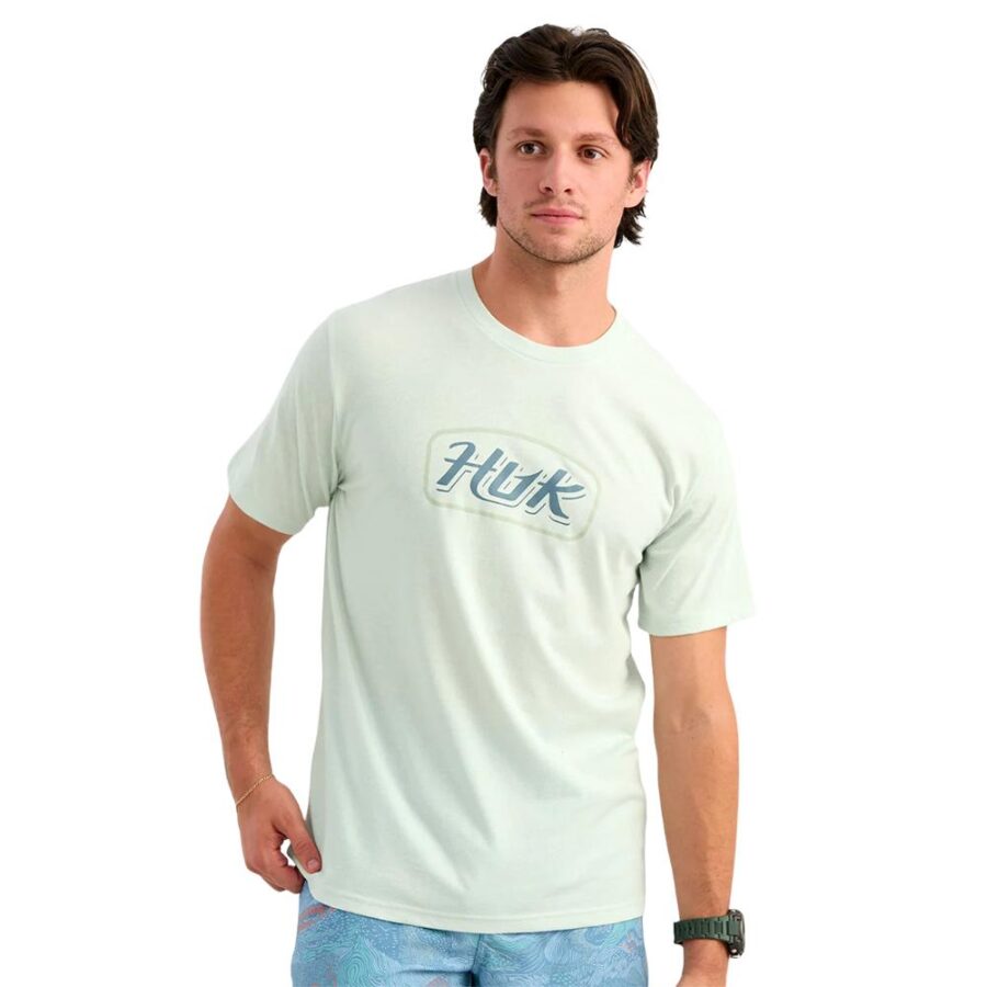 Huk Script Short Sleeve Tee Pale Algae Heather 2XL