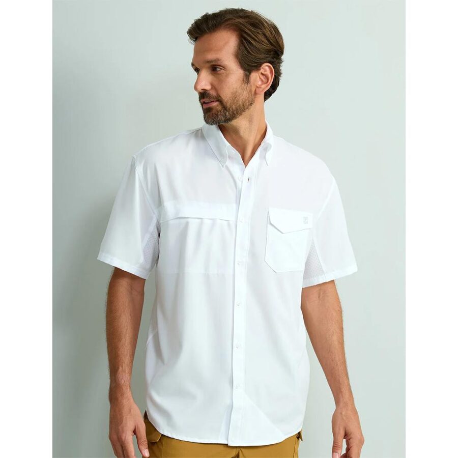Huk Tide Point Short Sleeve Button Down Shirt White 2XL