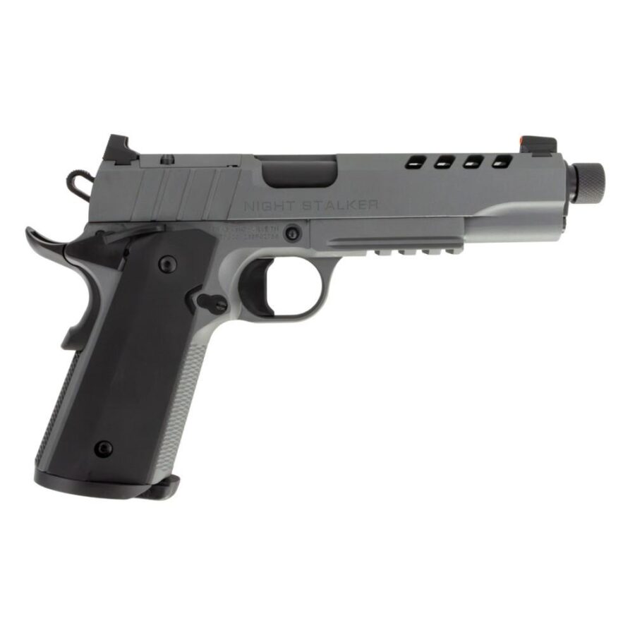 1911 Night Stalker SF 10 Handgun 10mm 8rd Magazine 5" Threaded Barrel Cerakote Grey with Black Grips
