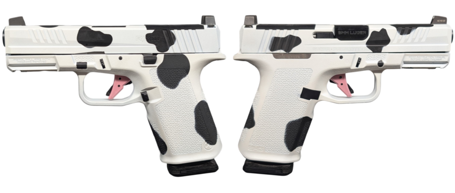 RUGER RXM 9MM PISTOL 4" BBL COW PRINT, MAGPUL EHG, O.R. 2-15RD MAGS