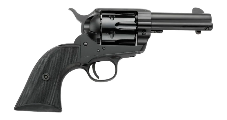 Pietta PFI38ALLOYAS312CB 38 Super 6 Shot 3.50" Matte Black Steel Frame & Barrel, Black Checkered Grip
