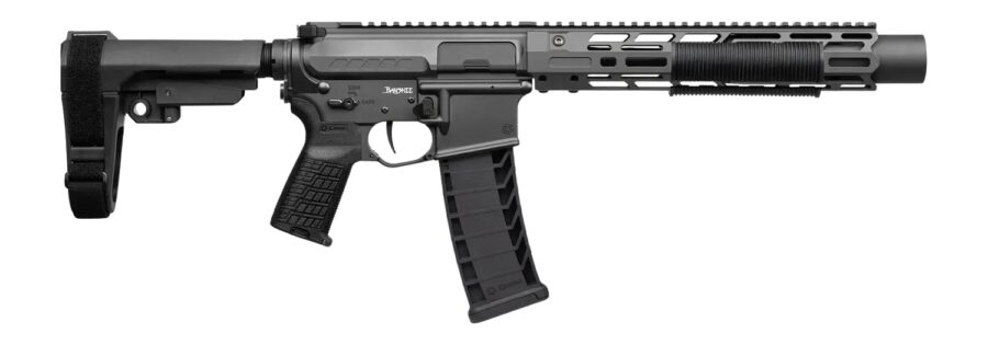 CMMG 94A68CD-TNG Zeroed Banshee Mk4 9mm Luger 33+1 6.50" Black Nitride Threaded Barrel, Tungsten Cerakote Aluminum Receiver w/Picatinny Rail, M-LOK Handguard, Black Polymer CMMG RipBrace, CMMG Zeroed