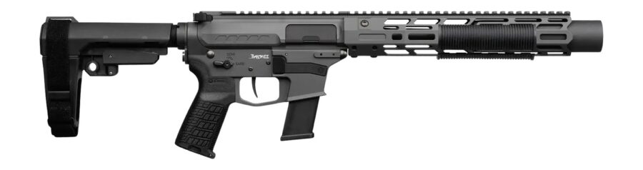 CMMG 45AEA70-TNG MkG 45 ACP 13+1 6.50" Black Nitride Threaded Barrel. Tungsten Cerakote Aluminum Receiver w/Picatinny Rail, M-LOK Handguard, Black Polymer CMMG RipBrace, CMMG Zeroed Grip, Ambidextrous