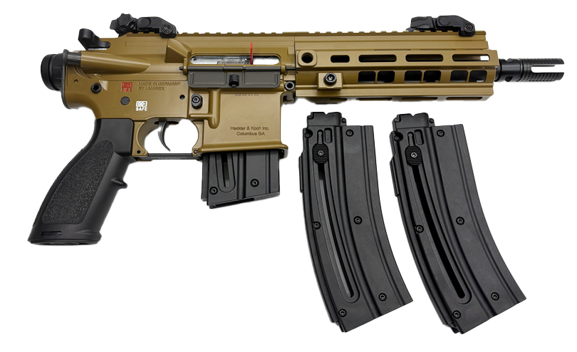 H&K HK416 PISTOL 22LR HK BROWN 8.5IN BARREL 3 MAG, 1-10RD 2-20RD 81000976
