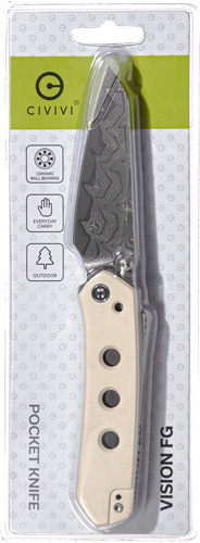 CIVIVI KNIFE VISION FG 3" - IVORY DAMASCUS BLADE CLAM PACK