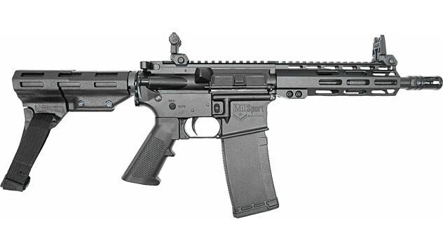 ATI MILSPORT 300BLK PISTOL 8.5" BARREL, 7" MLOK, FLIP UP SIGHTS, BRACE, 1-30RD