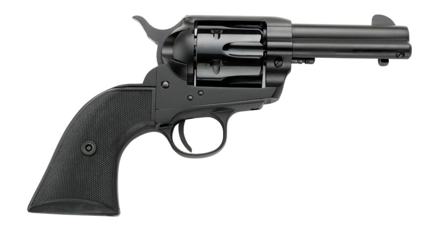 Pietta PFI9ALLOYAS312CB Alloy 9mm Luger 6 Shot 3.50" Matte Black Alloy Steel Barrel & Frame, Black Checkered Grip
