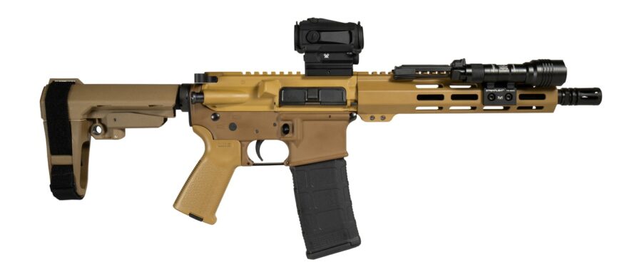 Shark Coast Tactical SCC06858SUN300-P Sunrise 300 Blackout 30+1 10" Threaded Barrel, Aluminum Receiver w/Picatinny Rail, M-LOK Handguard, Polymer SB Tactical SBA3 Brace, Streamlight ProTac Rail Light