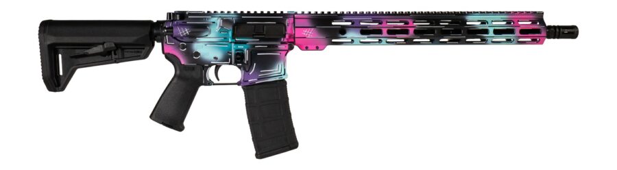 Shark Coast Tactical SCC101938DISB Anime-15  5.56 NATO 30+1 16" Black Nitride Threaded Barrel, Disco Cerakote Aluminum Receiver w/Picatinny Rail, M-LOK Handguard, Magpul Collapsible Black Polymer Stoc