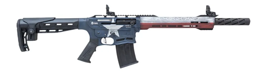 Citadel CBOSS2512-TEX Boss25  12 Gauge 3" 5+1 18.75" Threaded Barrel, Texas Flag Steel Receiver w/Picatinny Rail, Adj Comb Synthetic Butt Stock, Picatinny Rail Forend, Polymer Grip