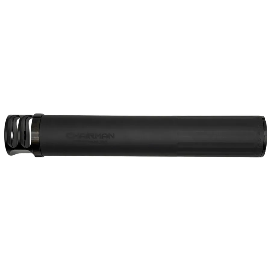 BOSS CHAIRMAN TI - 5/8X24 - BRAKE END CAP 7.62 FULL LENGTH LIGHT WEIGHT SILENCERHIGH PRESSURE LOADS TITANIUM CORE MUZZLE BREAK FOR MAXIMUM MUZZLE CONTROL REDUCED SOUND SUPPRESSION CH-15080-762-TI-58-BR-BLK