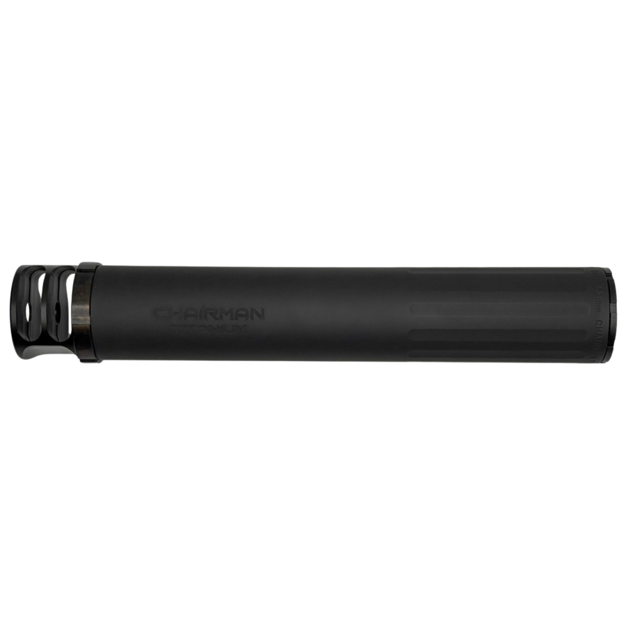 BOSS CHAIRMAN TI - 5/8X24 - BRAKE END CAP 7.62 FULL LENGTH LIGHT WEIGHT SILENCERHIGH PRESSURE LOADS TITANIUM CORE MUZZLE BREAK FOR MAXIMUM MUZZLE CONTROL REDUCED SOUND SUPPRESSION CH-15080-762-TI-58-BR-BLK