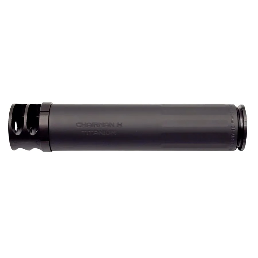 BOSS CHAIRMAN TIK - 5/8-24 - BRAKE END CAP 7.62 COMPACT LIGHT WEIGHT DUTY RATED SILENCER TITANIUM CORE MUZZLE BREAK FOR MAXIMUM MUZZLE CONTROL REDUCED SOUND SUPPRESSION CK-15060-762-TI-58-BR-BLK