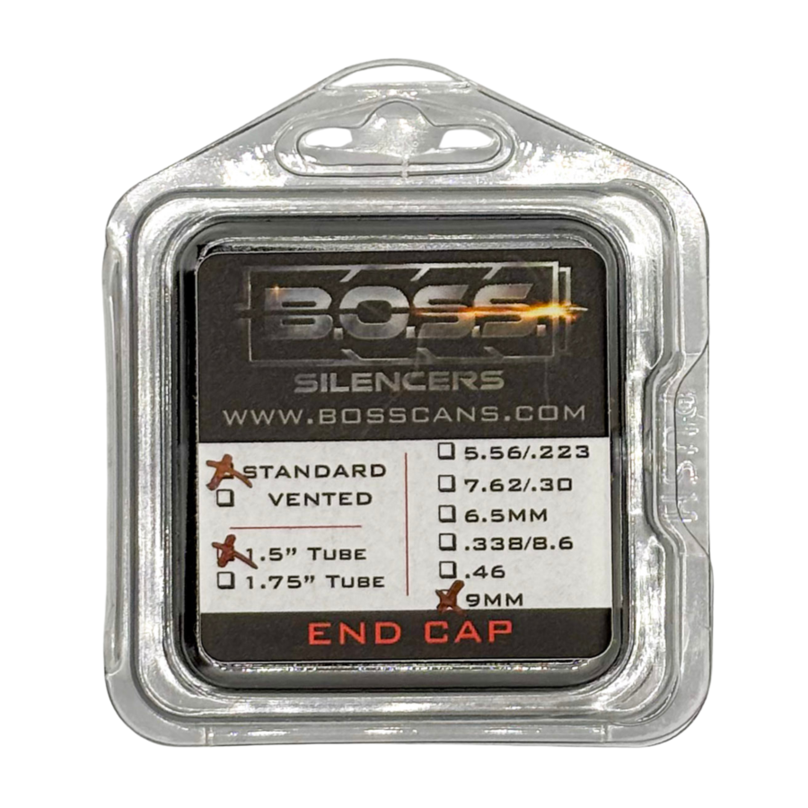 BOSS 9MM END CAP FOR 1.5IN BOSS SILENCER MODELS ONLY  STAINLESS  END CAP STANDARD BLACK EC-150-9MM-SS-SE-BLK