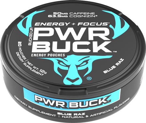 BUCKED UP PWR BUCK ENERGY - POUCHES 5 CAN ROLL BLUE RAZ