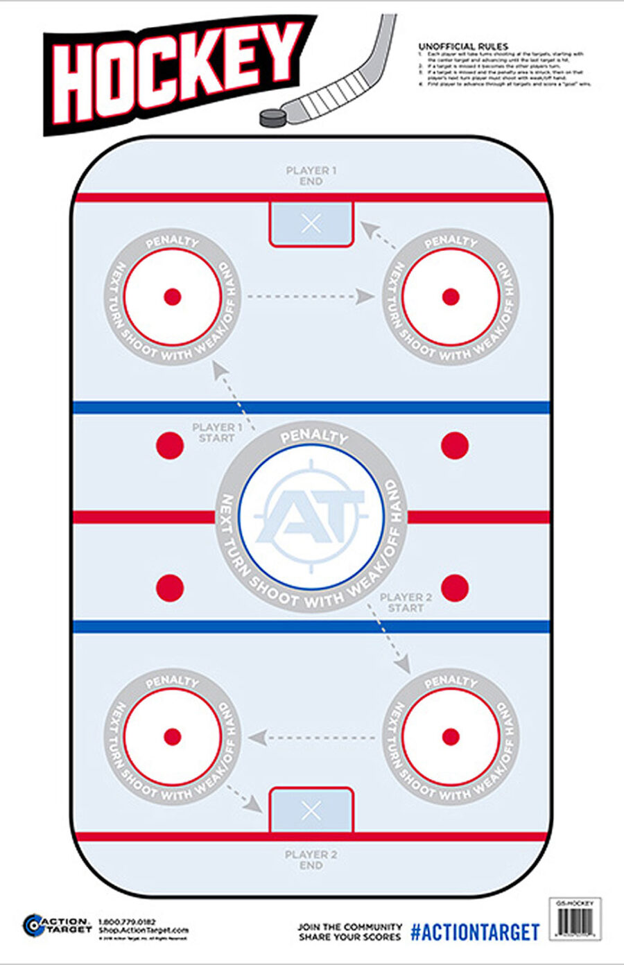Action Target GSHOCKEY100 Entertainment  Hockey Paper Hanging 23" x 35" Blue/White 100 Per Box