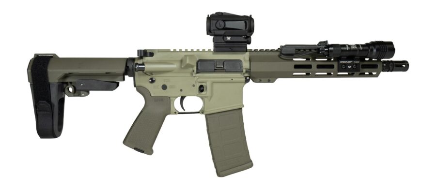 Shark Coast Tactical SCC06797GK300-P Grassy Knoll 300 Blackout 30+1 10" Threaded Barrel, Aluminum Receiver w/Picatinny Rail, M-LOK Handguard, Polymer SB Tactical SBA3 Brace, Streamlight ProTac Rail Li