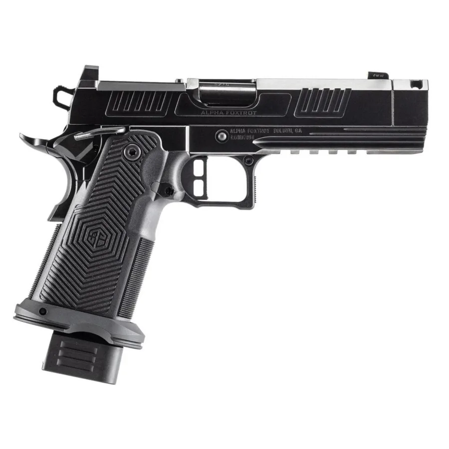 Alpha Foxtrot AF1911-ROMULUS Handgun 9mm Luger 20rd Magazines(5) 4.25'' Threaded Comp Barrel Black polished DLC