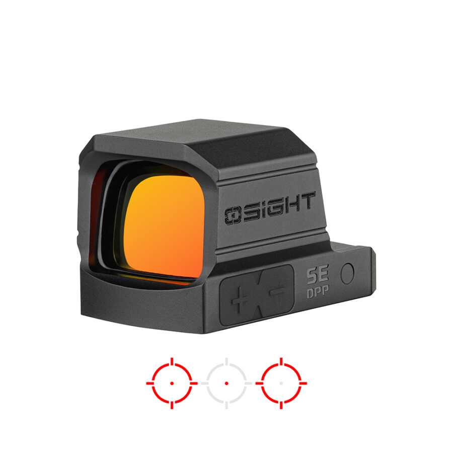 OSIGHT SE DPP 2 MOA DOT + 32 MOA CIRCLE RED DOT SIGHT ENCLOSED BLACK, CR1620 SIDE LOAD