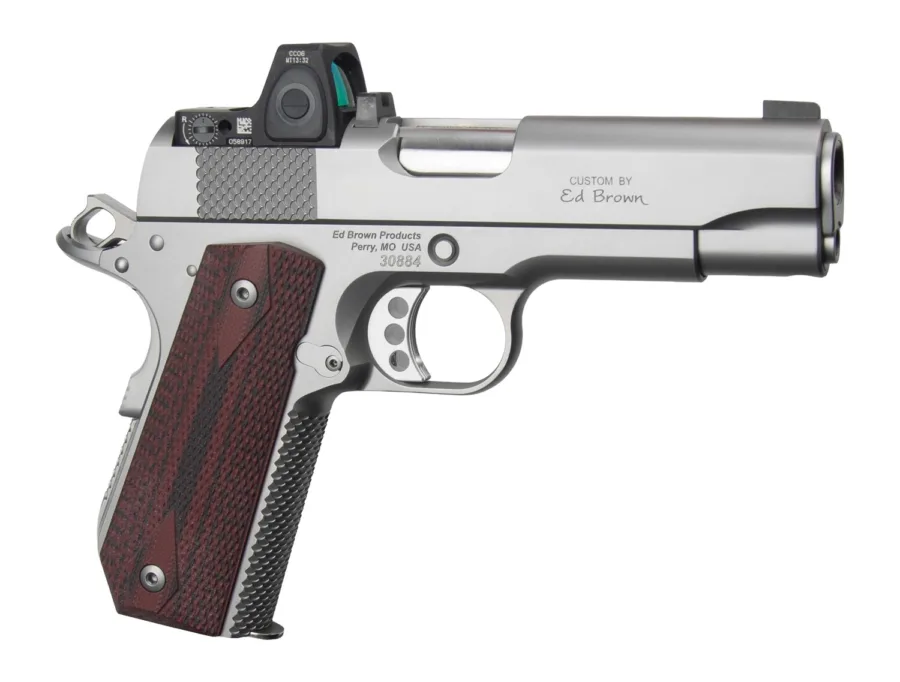 Ed Brown  Kobra Carry w/Optic 45 ACP 7+1 4.25" Stainless Steel Barrel, Serrated w/Optic Slide & Frame, G10 Grip, Trijicon RMRcc 3.25 MOA Sight, Right Hand