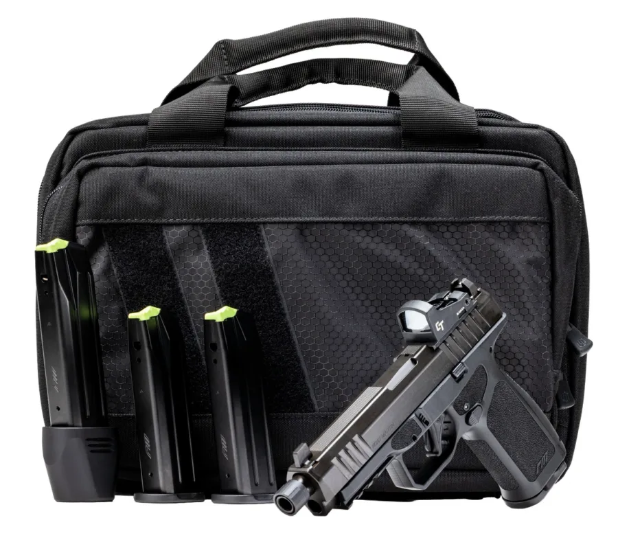 Rost Martin RM1FTBSPL RM1F Tactical Bundle 9mm Luger 24+1 4.50" Black Threaded Barrel, Black Nitron Steel Serrated w/Optic Slide, Black Polymer Frame w/Picatinny Rail, Interchangeable Backstrap Grip,