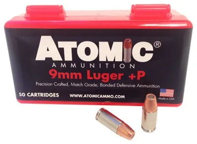 ATOMIC 9MM LUGER +P 124GR JHP - 50RD 10BX/CS