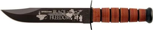 KA-BAR USMC OPERATION IRAQI - FREEDOM 7" W/LEATHER SHTH USMC