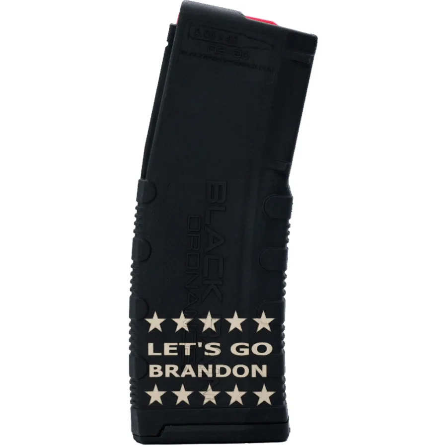 BLACK RAIN LASER ETCHED MAGAZINES 30RD LET'S GO BRANDON W/ LINE OF STARS