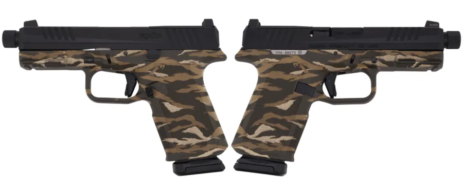 RUGER RXM THREADED 9MM PISTOL 4.5" BBL OD GREEN TIGER STRIPE MAGPUL EHG, O.R. 2-15RD MAGS