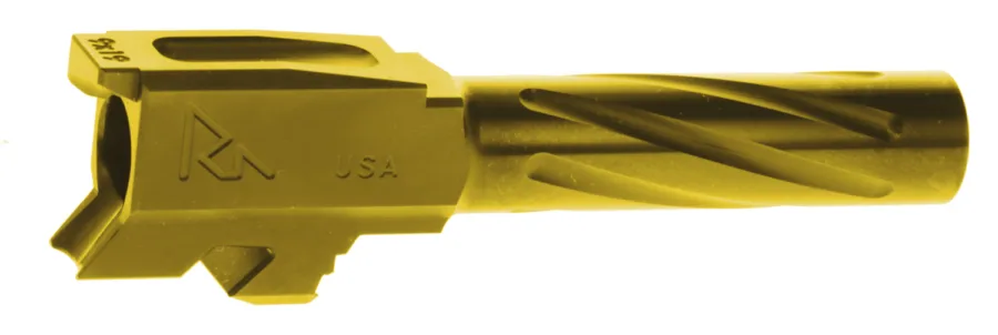 Rival Arms RARA20G301E Precision V1 Match Grade 9mm Luger 3.41" Fluted Gold PVD Stainless Steel, Fits Glock 43/43X