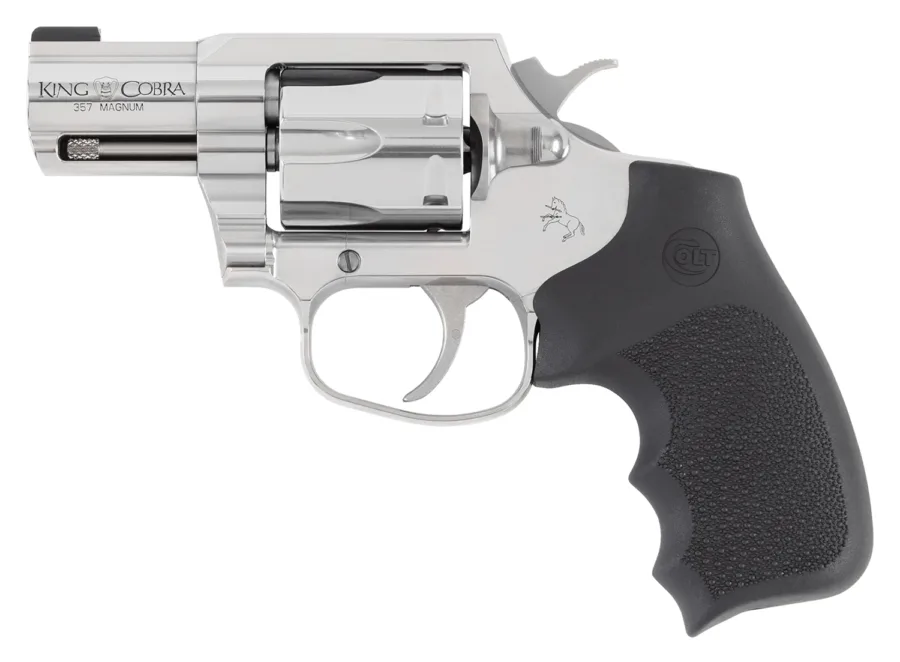 Colt Mfg KCOBRASB2RBBS King Cobra  357 Mag 6rd Shot 2" Stainless Steel Barrel, Cylinder & Frame, Black Hogue Overmolded Grip, Exposed Hammer, DA/SA