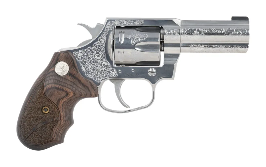 Colt Mfg KCOBRASB3RBBSEG King Cobra 357 Mag 6 Shot 3" Stainless Steel Barrel, Cylinder & Frame, Walnut Grip, Transfer Bar Safety, Exposed Hammer