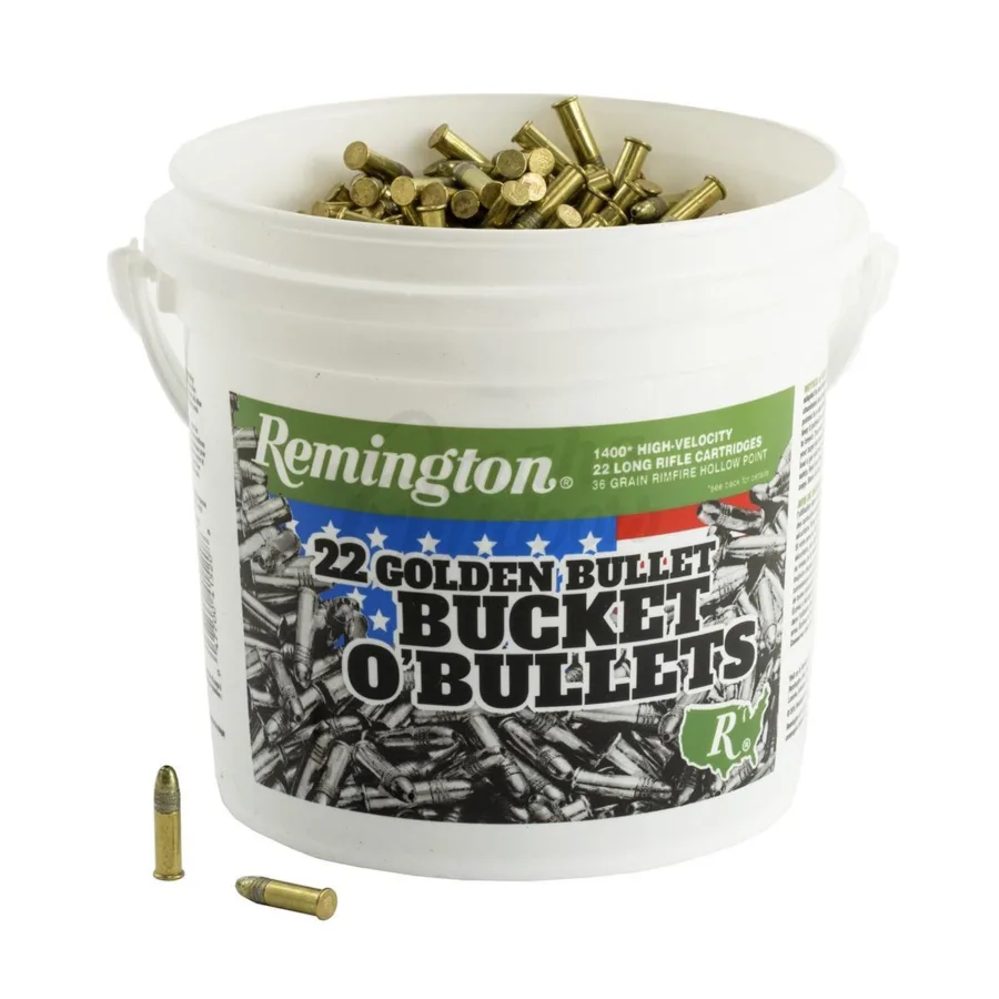 Remington 22LR Golden Bullet 21231 1622B Bucket of Bullets 36gr Plated HP 1400 rounds