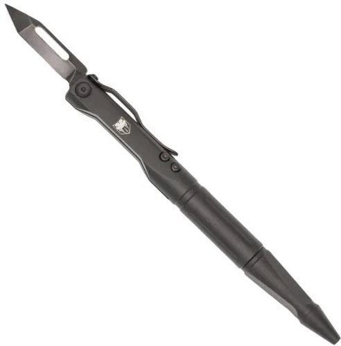 COBRATEC SCRIBE PEN KNIFE 1.5" - BLACK WITH POCKET CLIP